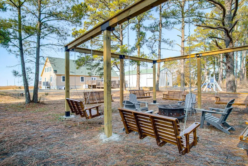 The marsh-edged backyard at The Bayside Escape, sika deer country on Hooper's Island