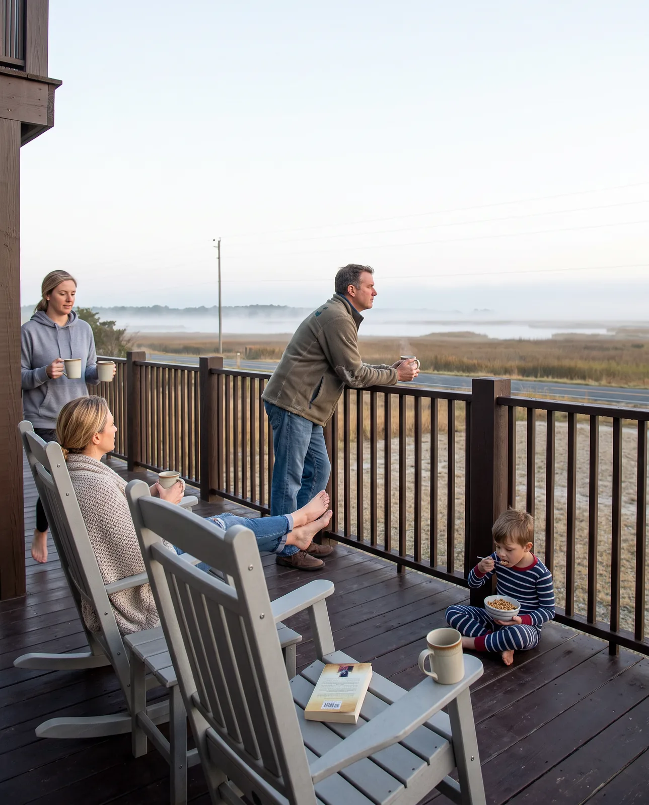 Coffee in rocking chairs on the front deck in the morning