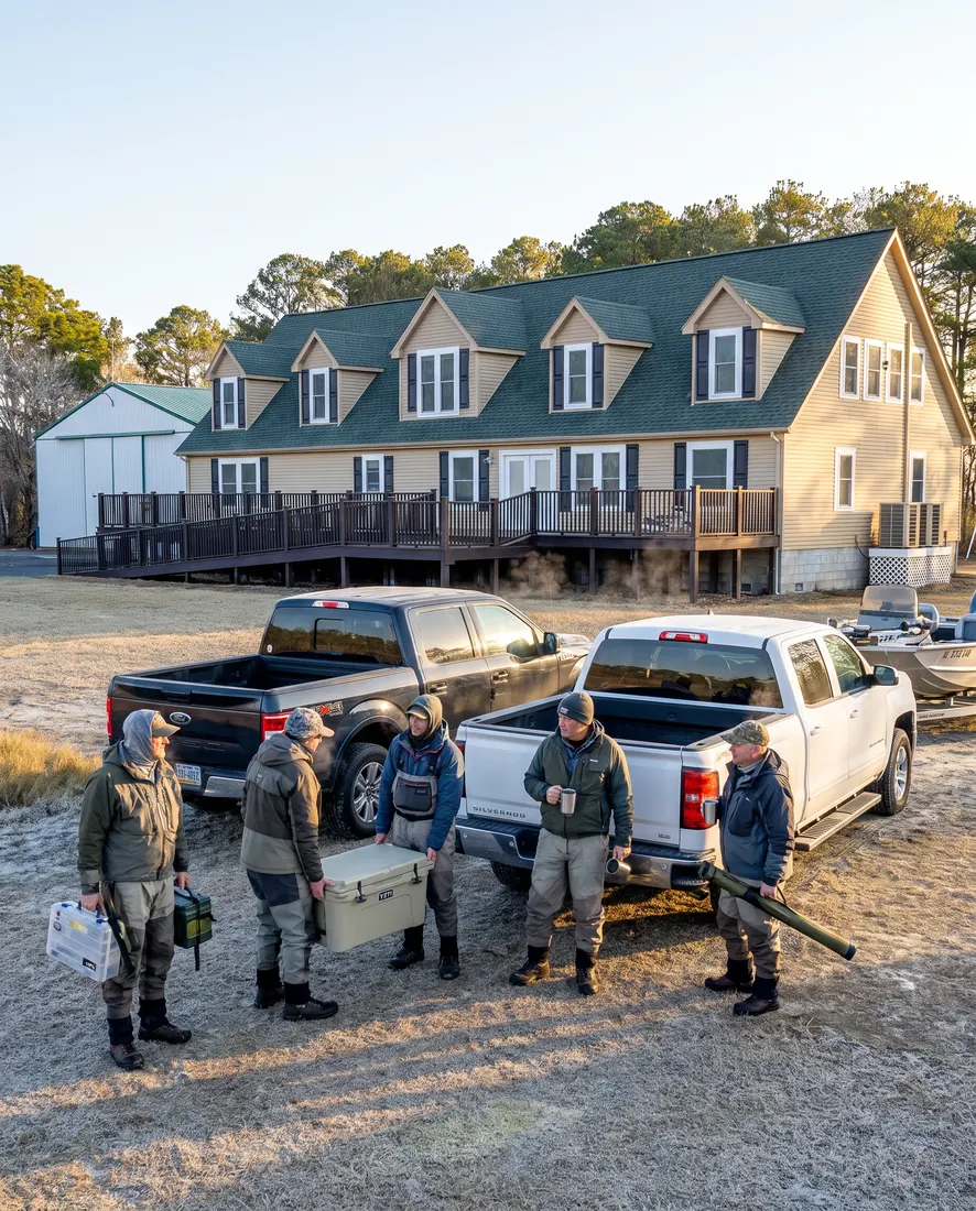Unloading the trucks before first light